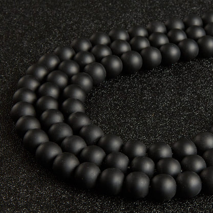 60pcs 6mm Matte Black Beads Natural Gemstone Beads Round Loose Beads for Jewelry Making