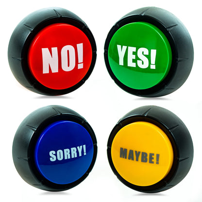 Yes No Maybe Sorry Sound Buttons, Set of 4 Talking Answer Buzzers for Classroom Game Shows, Funny Office Desk Toys & Gadgets, Gifts for Coworkers, Boss