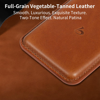 Belemay Strong Magnetic Wallet Compatible with Magsafe, Luxury Minimal Card Holder for 1-2 Cards, Premium Full-grain Smooth Leather Compatible with iPhone 17/16/15/14/13/12 series&MagSafe cases, Brown
