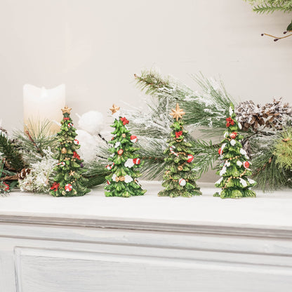 Transpac Imports Resin Holiday Tree Set of 4 Figurine, Green