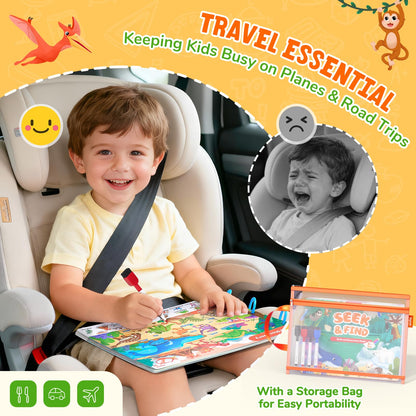 JoyCat Seek & Find Game Book - Animal Preschool Learning Activity for Toddlers & Kids, Travel Activities Toys for Road Trip Car Airplane, Christmas Toys, Educational Gifts for Boys Girls Ages 3-5