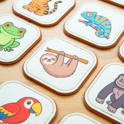 Felt Jungle Matching Game for Toddlers – Wild Animal Memory Game & Flash Cards – Soft and Safe for Ages 1+ – Montessori Preschool Learning Activity – Educational Jungle Toy for Boys & Girls