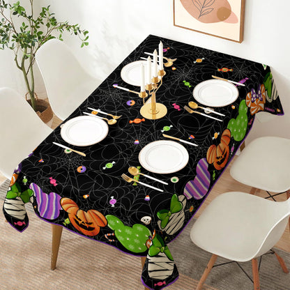 Waterproof Halloween Tablecloth - Rectangle Cartoon Mouse Table Cover for Home Party Decor