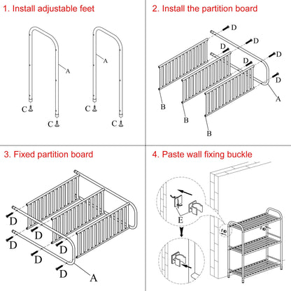 JSB 3-Tier Adjustable Shelving Unit, Heavy Duty Storage Rack Organizer Metal Corner Shelf for Kitchen Living Room Laundry Pantry Bathroom (Black, 3 Tier)…