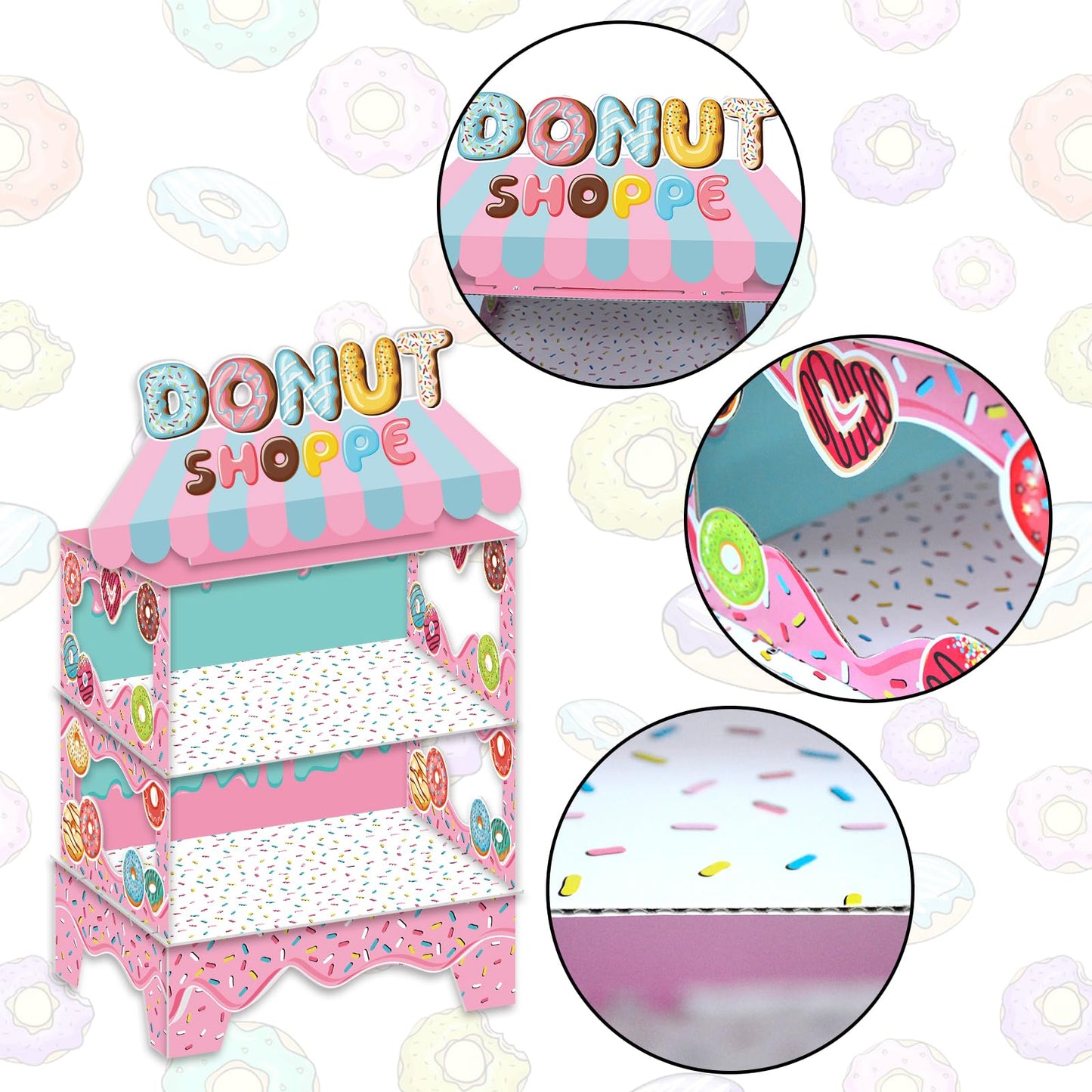 KALEFO Donut Birthday Party Decorations Stand for Dessert Table Decoration Supplies Favors Cupcake Decor