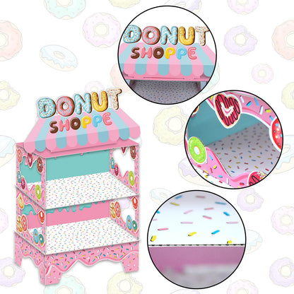 KALEFO Donut Birthday Party Decorations Stand for Dessert Table Decoration Supplies Favors Cupcake Decor