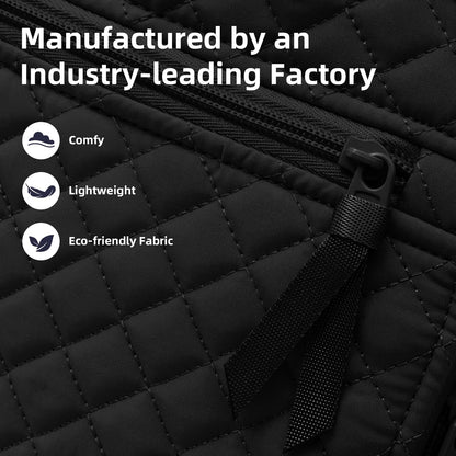 RosaRubus Backpack for Women,College Backpack,Quilted Casual Daypack,Waterproof Bookbag for 15.6Inch Laptop (Black)