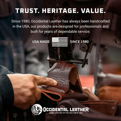 Occidental Leather Pocket Caddy - Brown - 4 Pockets & Tool Holders - Belt Compatibility Up to 2" Wide - Lightweight - Made in USA