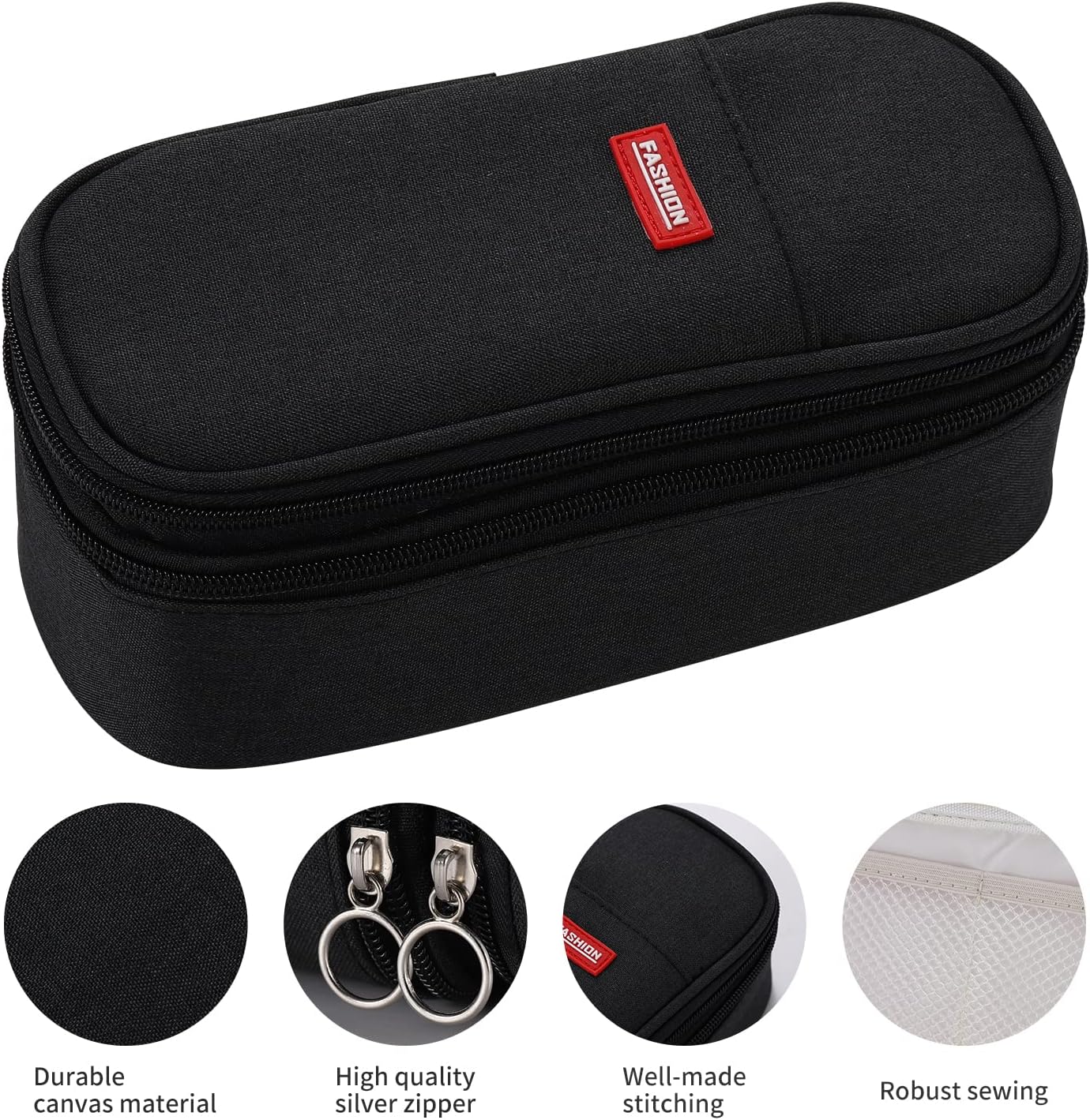 Dugio Big Pencil Case for Boys Organizer Pencil Bag with Zipper Pencil Pouch for School Teens Kids Aesthetic Large Pencil Pouch Black