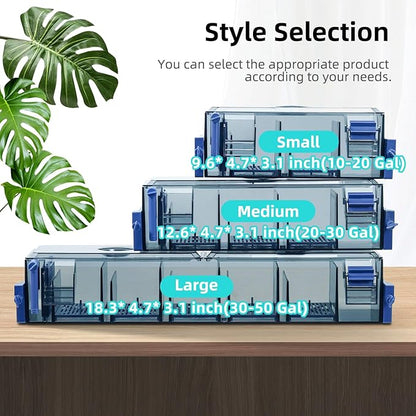 Multi Layer Aquarium Fish Tank Filter with Waterfall Oxygenation Suitable for 20-30 Gallon Fish Tanks, Flexible Mounting, Dust & Splash Protection
