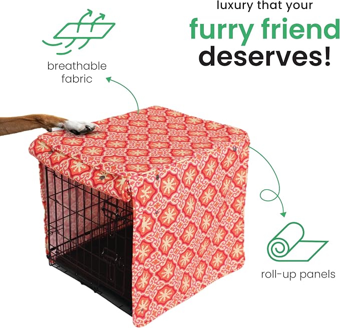 Molly Mutt Papillon Dog Crate Cover, 100% Cotton Canvas Cover with 2 Roll-Up Panels, Ideal for Dog or Cat Crate, Durable, Washable, and Free of Harmful Chemicals, 42" x 28" x 31"