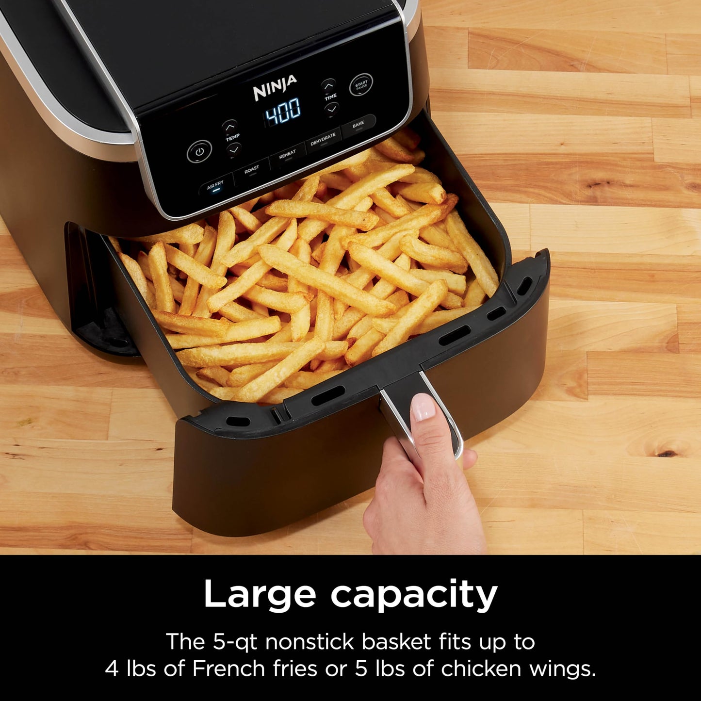 Ninja | Air Fryer | 4 QT Capacity | 4-in1 Roast, Crisp, Roast, Reheats, & Dehydrates | Dishwasher Safe Parts | Includes 20 Easy & Healthy Recipes | Compact | Grey | AF101
