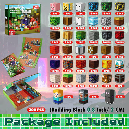 200PCS Magnetic Blocks - Magnetic Building Blocks Cubes for Kids Ages 4 5 6 7 8, Magnet Toys, STEM Learning Sensory Toys, Stacking Magnets, Birthday Gifts for Boys & Girls Ages 3+