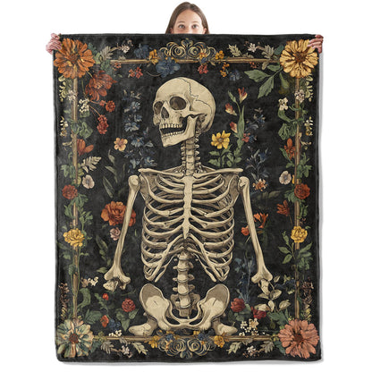 xmwjfd Artistic Skeleton Blanket, Cozy Plush Throw Blanket for Couch Bedroom Outdoor, Lightweight Soft Flannel Travel Blankets, Gifts for Women Adults Kids, Warm Decor 50"×60"