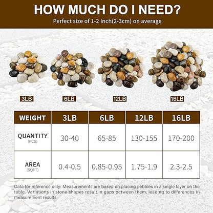 NUPICK 3lb River Rocks for Plants Indoor, 2-3Inch Mixed Pebbles for Vases Fillers, Decorative Gravel for Fish Tank, Natural Polished Stones for Succulent, Bonsai, Landscaping, Bird Baths