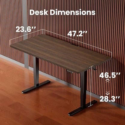 ErGear Height Adjustable Electric Standing Desk, 48 x 24 Inches Sit Stand up Desk, Memory Computer Home Office Desk, Dark Walnut