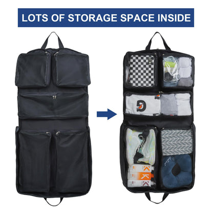 Edraco Garment Bag for Travel, Large Suit Travel Organizer Bag, Foldable Carry On Garment Bag