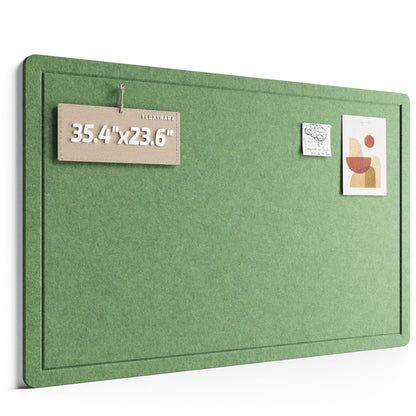 Fluxynara Bulletin Board,35.4" x 23.6" Cork Board Alternative with 12 Safe Removable Adhesive Tabs, Foldable Felt Pin Board for Home Office, Classroom, Bedroom,Entryway for Walls—Moss Green