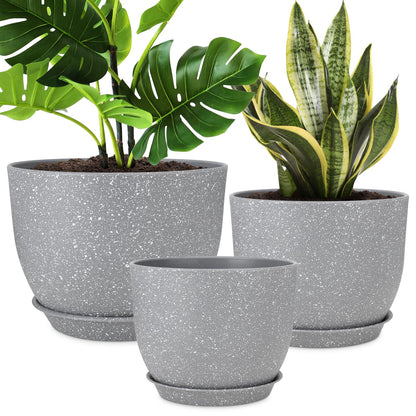 YNNICO Plant Pots 12/10/9 inch Set of 3, Flower Pots with Multi Mesh Drainage Holes, Large Planters for Indoor Outdoor Garden Plants and Flowers. (Gray)