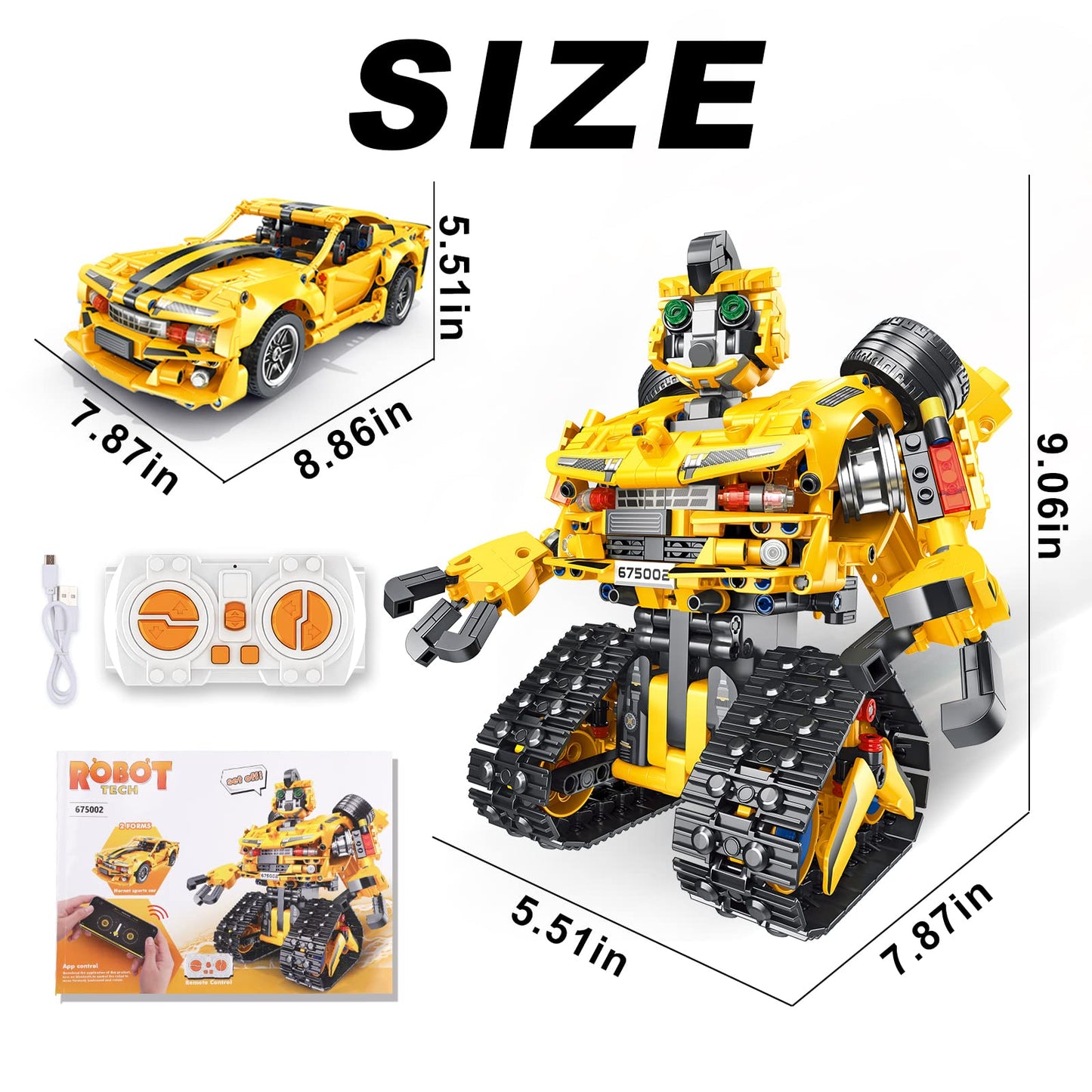 Sciencow 2-in-1 Build a Robot Kit, Remote & APP Controlled Robotic Building Blocks Toys STEM Projects for Kids Ages 8 9 10 11 12 13 14,Chirstmas Birthday Gift for Boys (RC Car)