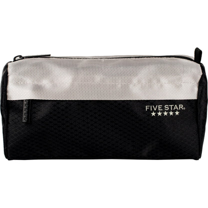 Five Star Pencil Pouch, Pen Case, 9-Pocket Zipper Pouch, Storage Organizer for School Supplies Earbuds Chargers Cables Makeup, Black/Grey (505600A-ECM)