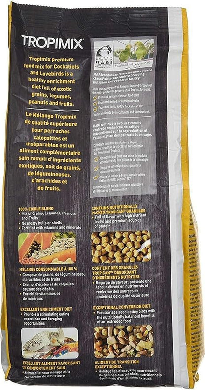 Hari Hagen Tropimix Enrichment Food for Cockatiels & Lovebirds, 2 lb. - HARI Parrot Food with Seeds, Fruit, Nuts, Vegetables, Grains, and Legumes