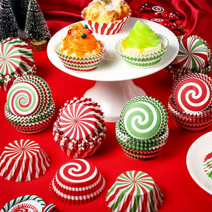 600 Pieces Christmas Cupcake Liners 6 Style Christmas Party Cupcake Holder Toppers Muffin Cups Wrappers Xmas Paper Baking Cups for Cake Candy Make Baking Supplies