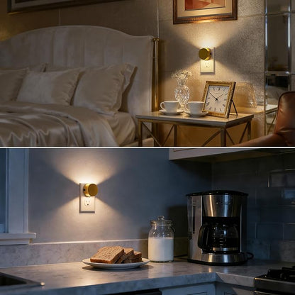 Briignite Night Lights Plug into Wall [2 Pack], Dusk to Dawn Sensor Nightlight, Brightness Adjustable, 3000K Soft White, Dimmable Plug in Night Light for Bedroom, Hallway, Stairs, Kitchen