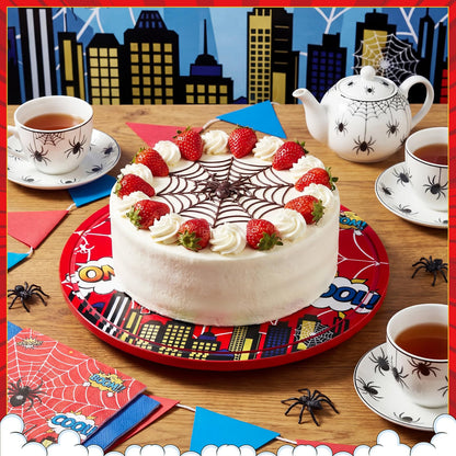 Yiyiring 11 Inch Spider Rotating Cake Stand, Spider Party Cupcake Dessert Display with Non-Slip Base Round Spinning Cake Holder Charcuterie Board Server Tray for Party Wedding Birthday