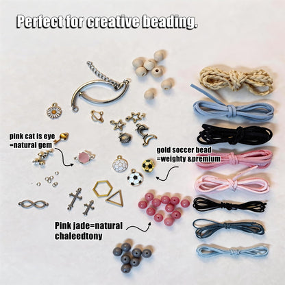 Xenolog Bracelet Making Kit – Pink Leather & Faux Suede Cords with Soccer Charm, 2026 Metal Charms, Jade & Wood Beads – DIY Friendship Bracelet Kit for Teens Girls Adults – Unique Gift for Soccer Fans & Graduation