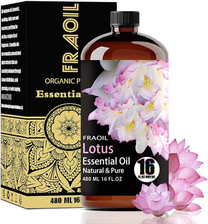 Lotus Essential Oil, Lotus Oil 16 Fl Oz 480 ML for Diffuser Humidifier Yoga Cleaning DIY Candle Soap Making Perfume Gift for Women Essential Oils FRAOIL (Lotus 16 Fl Oz (Pack of 1))