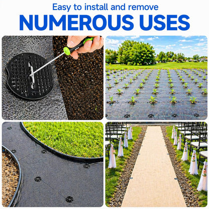 Garden Stakes,6 Inch 11 Gauge 50pcs Galvanized Landscape Staples + 50pcs Gaskets + 1Pick Hook, U-Shaped Heavy Duty Ground Stakes for Weed Barrier Fabric, Turf, Sod, Ground Cover