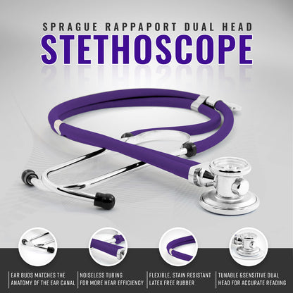 ASA TECHMED Physical Therapy Home Health Aide Comprehensive Kit - Carrying Bag, Blood Pressure Cuff, Stethoscope, Gait Belt- Purple