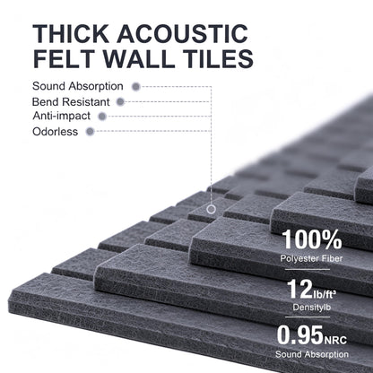 G Gamit 0.47" Thick Felt Pin Board 36"x24" Large Cork Board Alternative 6 Pack 11.81"x11.81"Felt Bulletin Board Wall Tiles Notice Board with 30 Pushpins for Home Office School(Fine-Charcoal Grey)