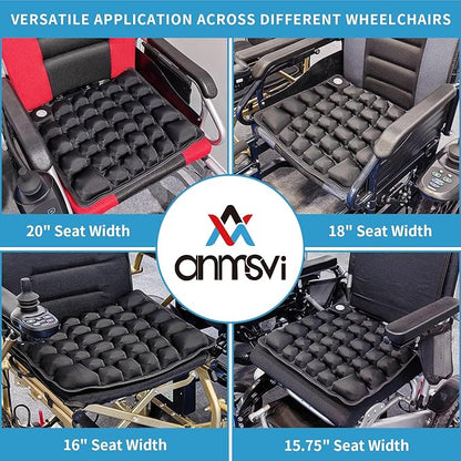 Inflatable Seat Cushion for Car, Office and Wheelchair, Adjustable Firmness, Ergonomic Support for Lower Back and Tailbone, 18x16x2.1 inches, Grey Cover