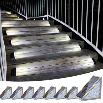 VOLISUN Solar Stair Lights 8 Pack, Solar Step Lights Waterproof IP67, Outdoor Step Light with 13 LEDs, Outdoor Lighting Decor for Yard Stair, Patio, Front Step, Front Porch and Deck(Cool White)