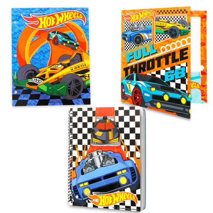 Hot Wheels Back to School Set for Kids - 11 Piece Bundle with Folders, Notebook, Pencils, Stickers, and More | Hot Wheels School Supplies