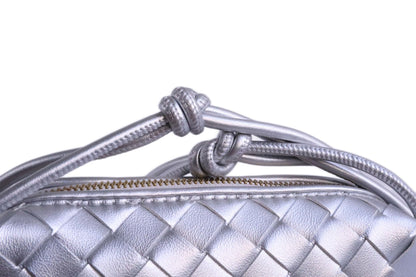 SOHGJADB Woven Purse For Women Handmade Woven Evening Bag Pu Leather Wallet Fashion Crossbody Purse (Silver)