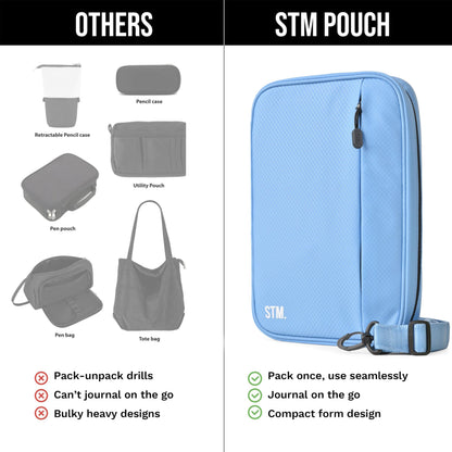 Scribbles That Matter - A5 Pencil Case Pouch + Journal Organizer - Large capacity Kawaii Pencil Pouch, Pen Case, Marker Case, Storage Journal Pouch Zippered Pocket Adjustable Shoulder Strap (7 x 10)