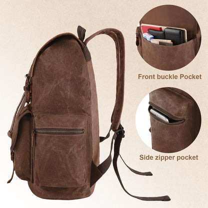 NEHOR Vintage Waxed Canvas Backpack Casual