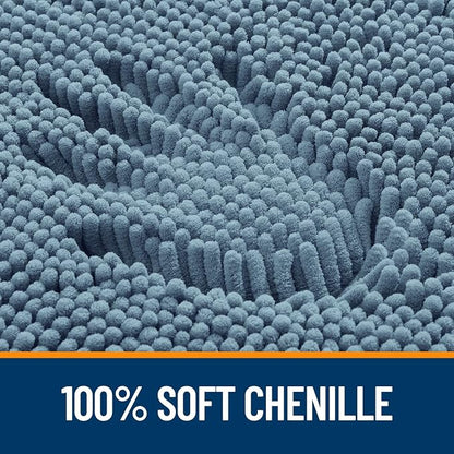 OLANLY Large Bathroom Rugs 40x24, Extra Soft Absorbent Chenille Bath Rugs, Rubber Backing Quick Dry, Machine Washable Bath Mats for Bathroom Floor, Tub and Shower, Home Decor Accessories, Airy Blue