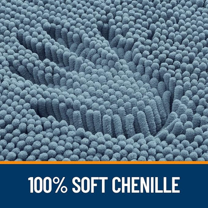 OLANLY Bathroom Rugs 30x20, Extra Soft Absorbent Chenille Bath Rugs, Rubber Backing Quick Dry, Machine Washable Bath Mats for Bathroom Floor, Tub and Shower, Home Decor Accessories, Airy Blue