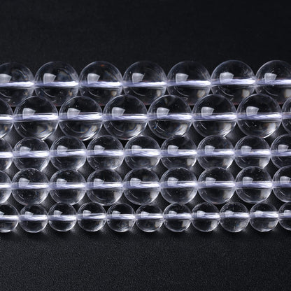 8MM 45PCS Natural Clear White Crystal Quartz Gemstone 3A Grade Round Loose Beads for Jewelry Making DIY Bracelet 1 Strand 15''