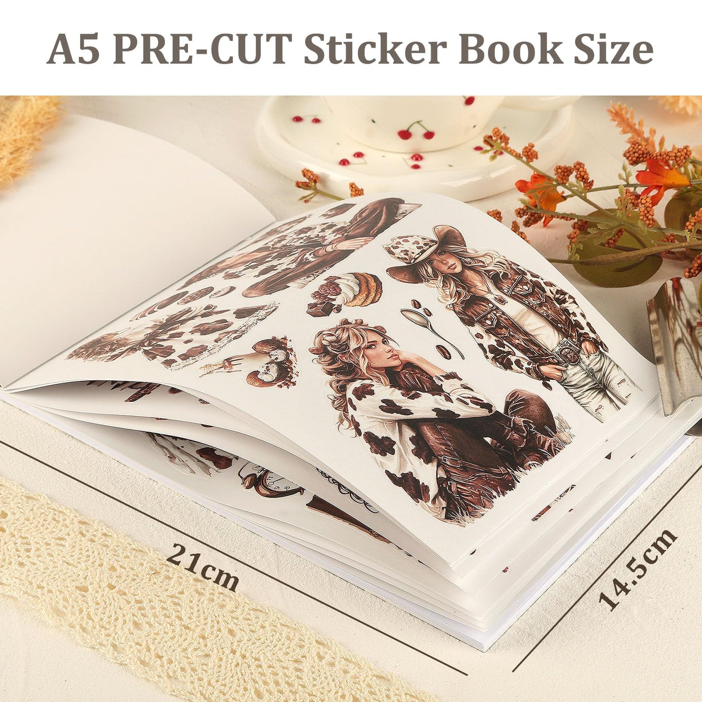 Snycler Chocolate Milk Coffee Theme Sticker Scrapbooking Supplies for Junk Journal, 20 Sheets PET Stickers - Vintage Journaling Stickers, Ephemera Sticker Book Pre Cut, Junk Journal Supplies, Planner
