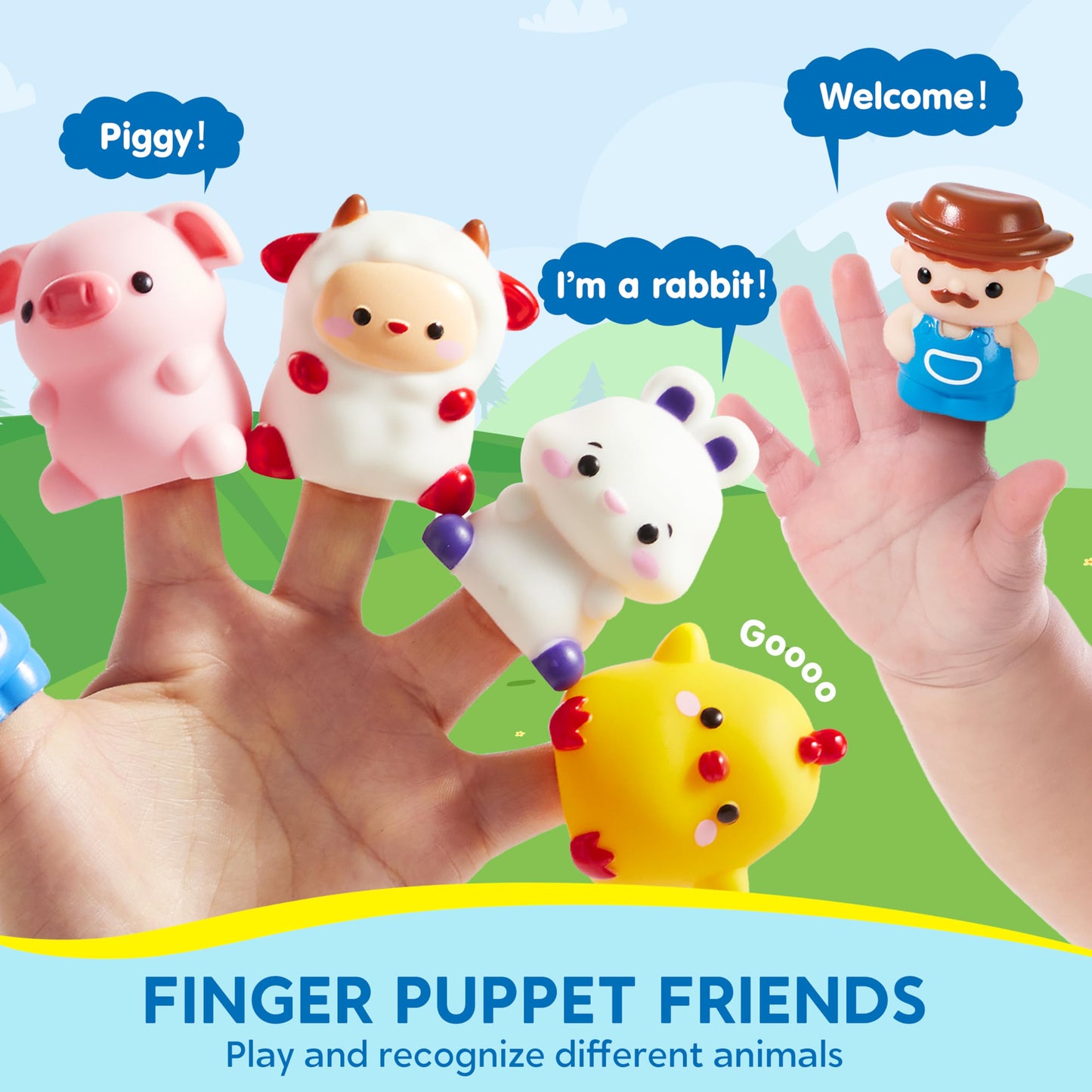 Play-Act Learning Toy for Toddlers 1 2 3 Years Old, Counting, Matching & Sorting Montessori Learning Farm Train Including 9 Farm Animals, Birthday Gift for Baby Boys Girls