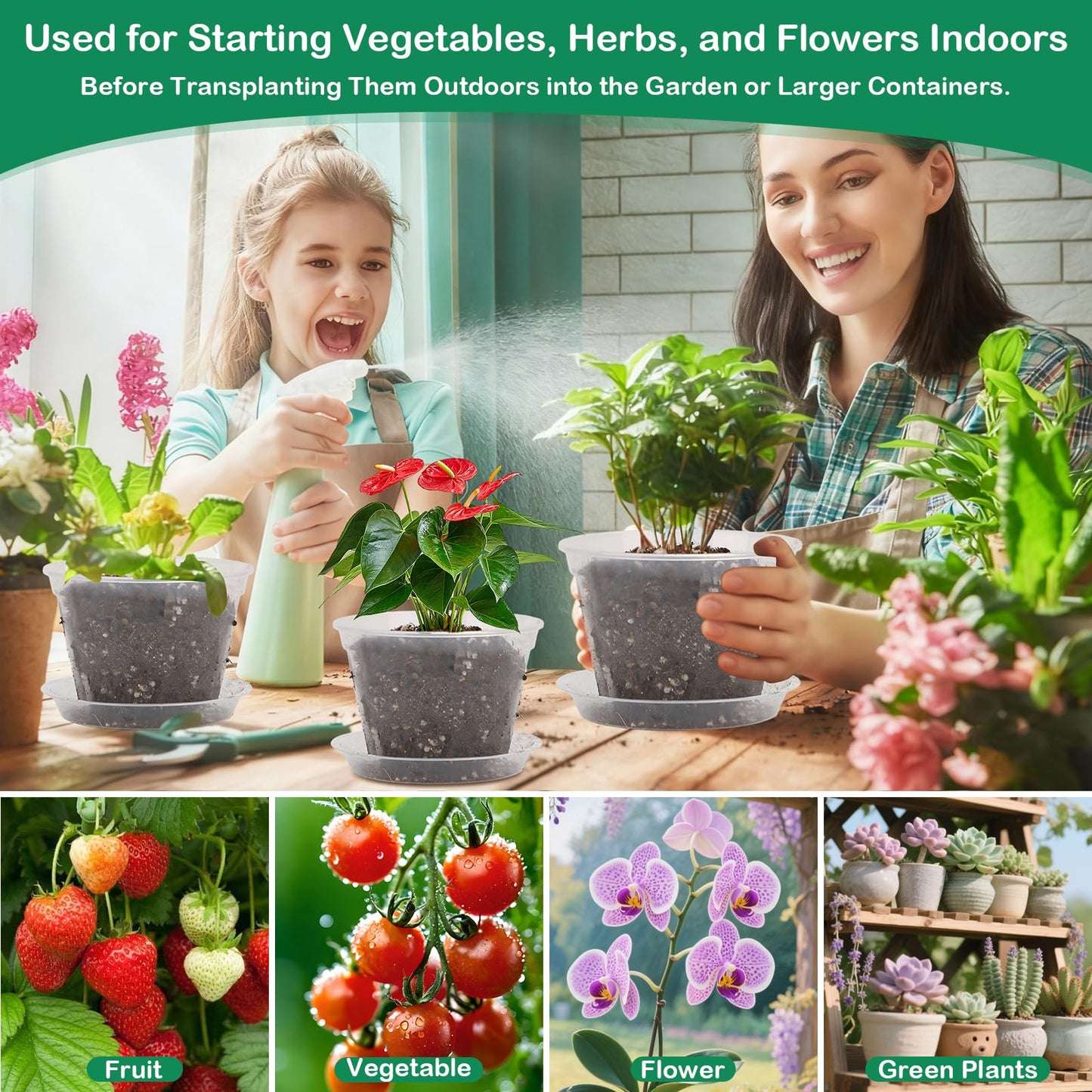 30Pcs Clear Plastic Nursery Pots with Drainage Holes and Saucers, 2.8/3.1/3.5/3.9/5.1/5.9/7.1Inch Seedling Starter Pots with Tool for Indoor Outdoor Gardening Flower, Herb, Succulent Transplanting
