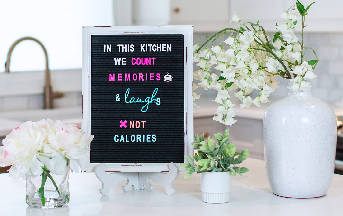 Rustic Felt Letter Board Ultimate Bundle Farmhouse Vintage White Wood Frame and Stand by Felt Creative Home Goods Changeable Message Memo Board 800+ Letter Set (Black, 12x16)