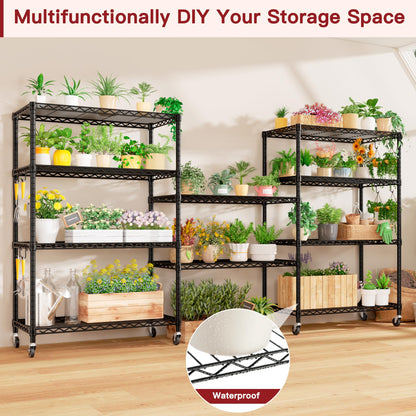 PrimeZone 36" W x 16" D x 79" H Wire Storage Shelves with Wheels, 5 Tier NSF Certified Heavy Duty Adjustable Kitchen Shelving Unit, Pantry Organizer Rack Rolling Metal Shelf for Garage Closet Bathroom