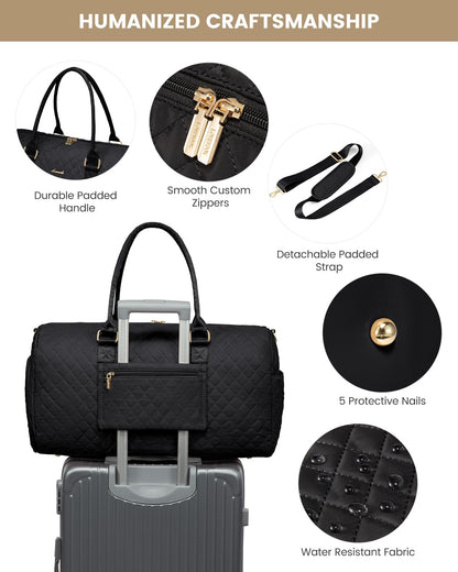 LOVEVOOK Travel Duffle Bag, Weekender Bag for Women with Toiletry Bag, Carry on Overnight Bag with Shoe Compartment, Gym Duffel Bag with Wet Pocket, Mommy Hospital Bags for Labor and Delivery