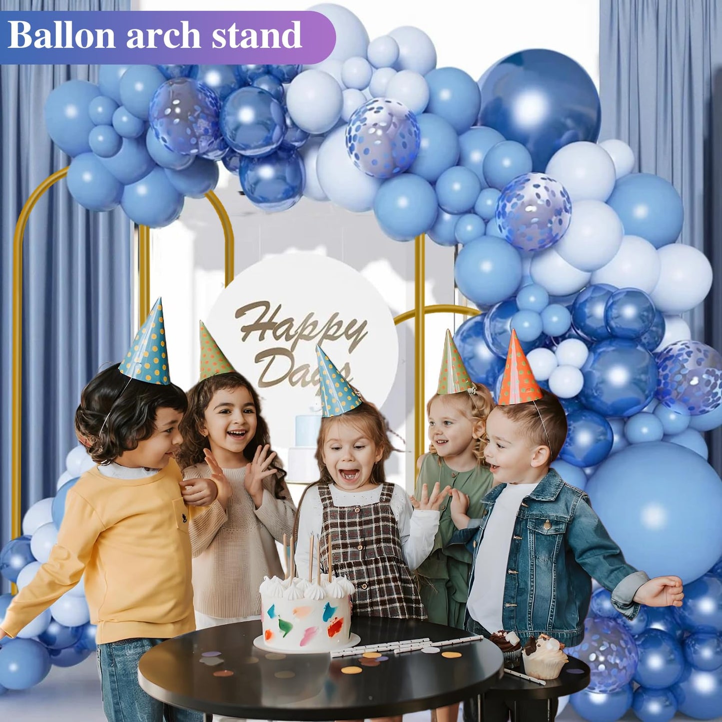 Hemmotop Metal Arch Backdrop Stand Set of 3, 6FT, 5FT, 4FT Party Arch Stands for Wedding, Birthday, Baby Shower, Bridal Shower - Balloon Arched Frame for Garden Decor, Gold Floral Arches, 3 Pieces